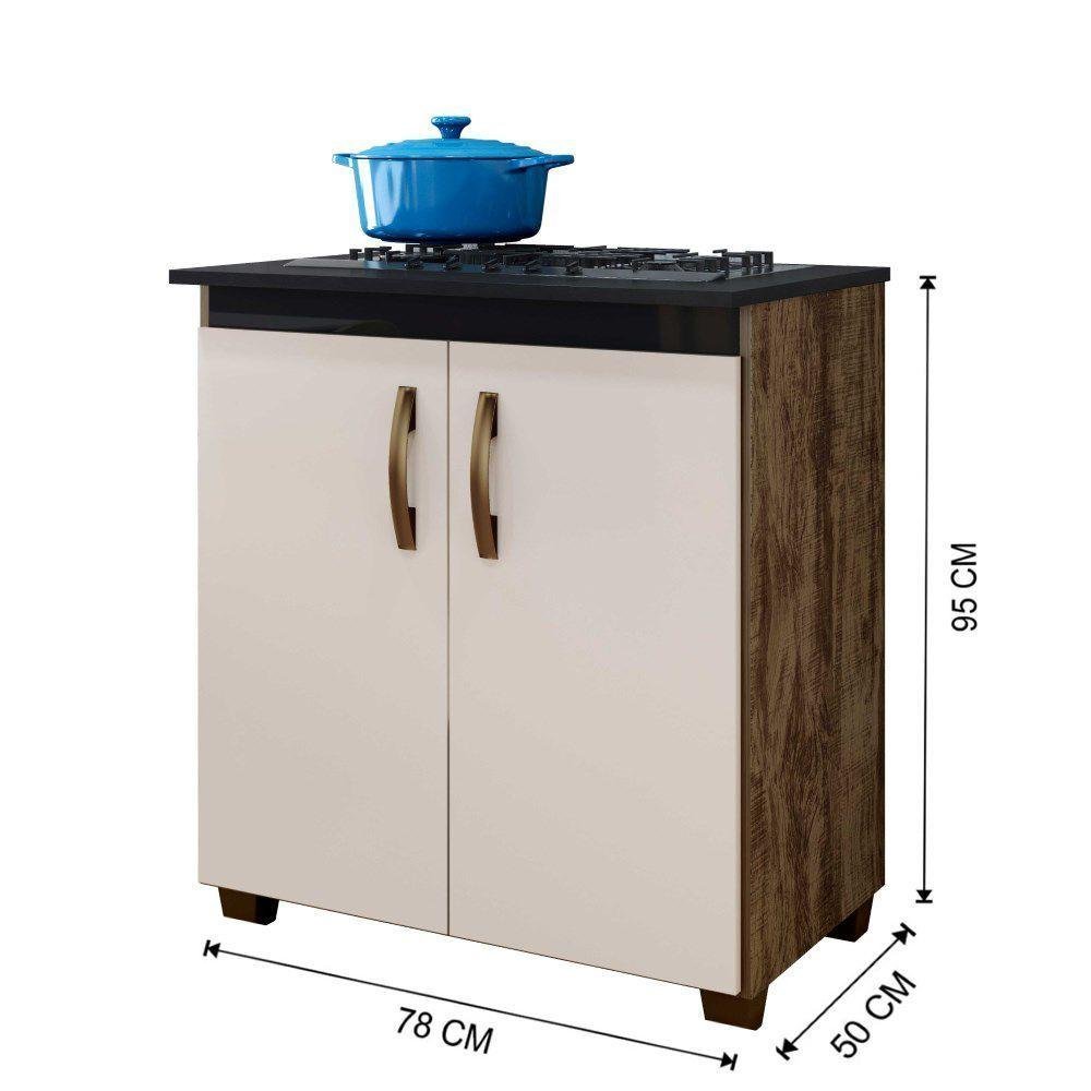 Balcão para Cooktop 4 Bocas Fox Arte Móveis Ipê Off - 3