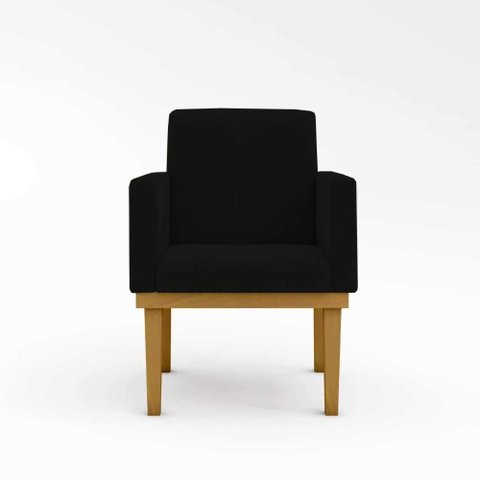 Kit 11 Poltronas Decorativas com Base Courino , Salão Cor: Courino Preto
