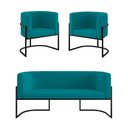 Ver imagem 1 de Kit Sofá 2 Lugares + 2 Poltronas para Recepção – Balaqui Cor:azul Turquesa