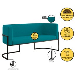 Kit Sofá 2 Lugares + 2 Poltronas para Recepção – Balaqui Cor:azul Turquesa - 3