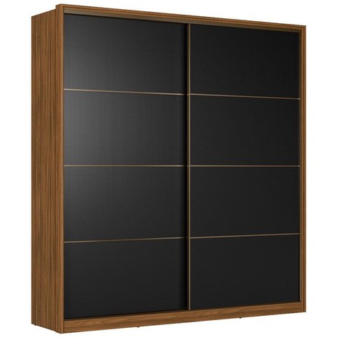 Roupeiro Belga com Portas de Correr Flex - Nogueira Touch/preto Prime Tx Demóbile
