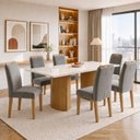 Ver imagem 1 de Conjunto Sala de Jantar 6 Lugares Isla e Lyra 160x80cm Cinamomo Off White Cinza