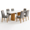 Ver imagem 2 de Conjunto Sala de Jantar 6 Lugares Isla e Lyra 160x80cm Cinamomo Off White Cinza