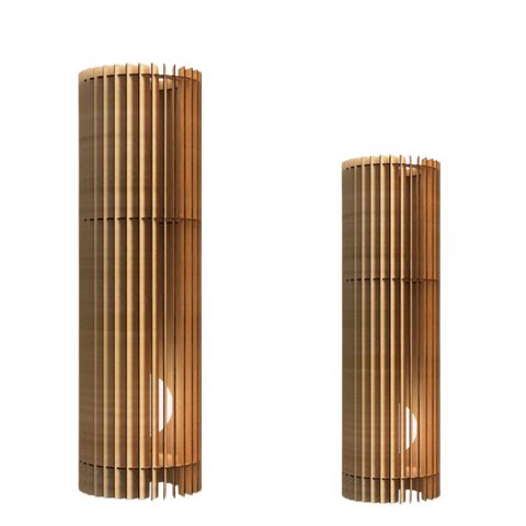 Abajur Grande de Chão TORRE -:MDF CRU/Kit com 2 - 60x20cm e 70x20cm