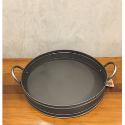 Bandeja Em Flandres Redonda Black Rustic Com Alça - Unidade M Black Rustic - 1