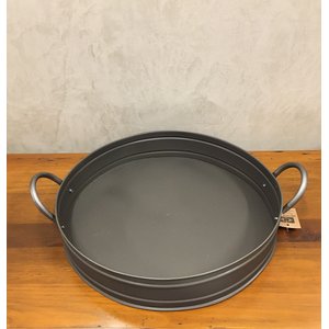 Bandeja Em Flandres Redonda Black Rustic Com Alça - Unidade M Black Rustic