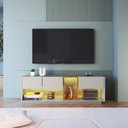 Ver imagem 4 de Rack para Tv até 55 Polegadas com 3 Gavetas e 1 Nicho com Iluminação em Led Rgb Ra8036 Mel e