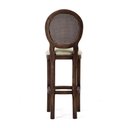 Ver imagem 3 de Banqueta Luis XV Medalhão de Madeira com Assento Estofado Canela Tecido Linho Rústico