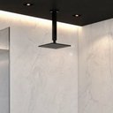 Ver imagem 3 de Ducha Chuveiro Inox 20x20 Preto Fosco Suporte Teto Luxo Quadrado Area Externa Banheira Piscina