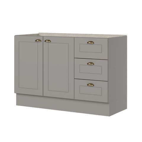 Balcão de Pia 120cm com Rodapé 2 Portas 3 Gavetas Sophia Henn