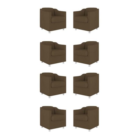Kit 8 Poltronas Tilla Decorativas Consultório Sala Tecido Cor:marrom