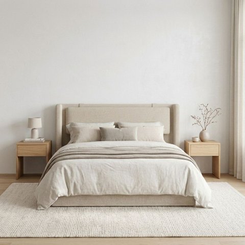 Cabeceira para Quarto de Casal Estofada Queen  Off White 188cm Linha Premium