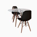 Ver imagem 1 de Conjunto de Mesa de Jantar Eames Eiffel Redonda 90cm Tampo de Vidro com 2 Cadeiras Pretas
