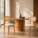 Ver imagem 1 de Conjunto Chloe 2 Cadeiras de Jantar Encosto Ratan Madeira Madesala Ratan | Marrom