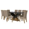 Conjunto: Mesa Sala Jantar Amora Tampo Madeirado C/ Vidro 90x180cm e 8 Cadeiras 2cad142 Freijo/preto - 1