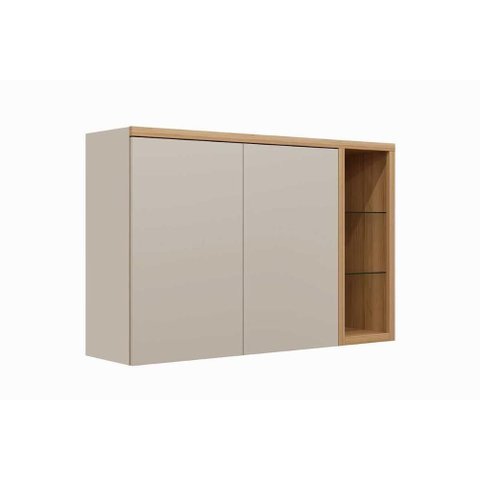 Armário Aéreo Cozinha Modulado Allure C/ 2 Portas e 3 Nichos 120cm Jequitiba/gris Fosco - Linea
