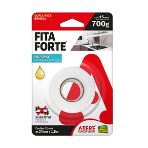 Fita Dupla Face Fixa Forte Áreas Gordurosas 24mmx1,5m Branca Adere Unico