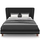 Ver imagem 1 de Cabeceira King Nilo 195cm com Cama Pés Madeira Suném P05 Veludo Preto - Lyam Decor