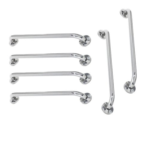 Alça de Apoio Barra Inox Kit 6 Unidades 70cm e 80cm Deficiente Gestante Idoso Criança Resistente Sup
