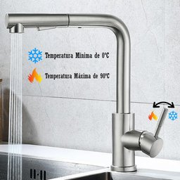 Torneira Cozinha Gourmet Monocomando Extensível Bancada Aço Inox - 3