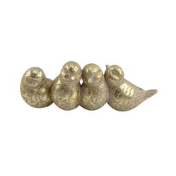 Escultura Familia de Passarinhos Dourado Resina 10x26x10,5cm - 2