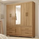 Ver imagem 1 de Guarda Roupa Casal 6 Portas com Espelho e 4 Gavetas Guarujá - Amêndola Touch