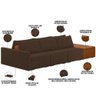 Sofá Ilha Modular para Sala 342cm com Puff Dublin K01 Veludo Marrom Sintético Caramelo - Lyam Decor - 4