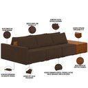 Ver imagem 4 de Sofá Ilha Modular para Sala 342cm com Puff Dublin K01 Veludo Marrom Sintético Caramelo - Lyam Decor