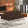 Sofá Ilha Modular para Sala 342cm com Puff Dublin K01 Veludo Marrom Sintético Caramelo - Lyam Decor - 2