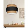 Lustre Sala de Jantar com Desvio Vivare Md-4399 Cúpula em Tecido 50cm Palha Preto Palha 110v 220v - 4