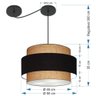 Lustre Sala de Jantar com Desvio Vivare Md-4399 Cúpula em Tecido 50cm Palha Preto Palha 110v 220v - 5