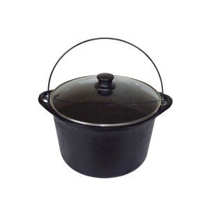 Panela Ferro Fundido Caldeirão Antigo Tampa Vidro 24cm 4L