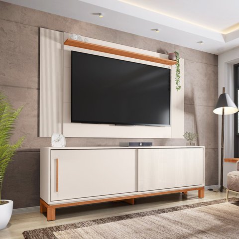 Rack com Painel Ripado para TV até 65 Polegadas 180cmx108cm Mondrian