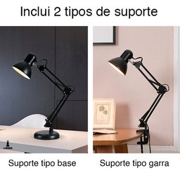Luminária Pixar Lorben Abajur de Mesa Articulada com Garra e Base Rosa - 4