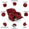 Poltrona do Papai Reclinável Pietra Elétrica Led Fh9 Veludo Vermelho - Mpozenato - 5