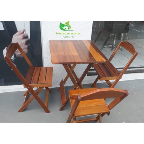 Conjunto de Mesa com 4 cadeiras cor CEREJEIRA Marcenaria Aliberti 01