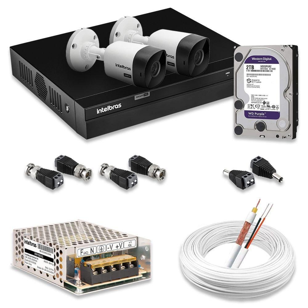 Kit 2 Câmeras de Segurança Intelbras Full Hd 1080p com Dvr Mhdx 1204 1080p com Hd 2tb Purple