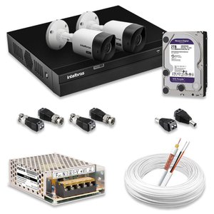 Kit 2 Câmeras de Segurança Intelbras Full Hd 1080p com Dvr Mhdx 1204 1080p com Hd 2tb Purple