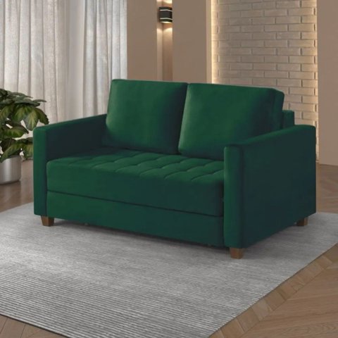 Sofá Cama Casal Marcelle 2 Lugares 150 cm Veludo:Veludo Verde