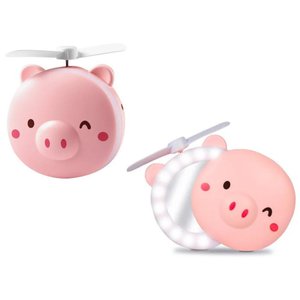 Mini Ventilador Espelho Porquinho pra Maquiagem Portátil Usb