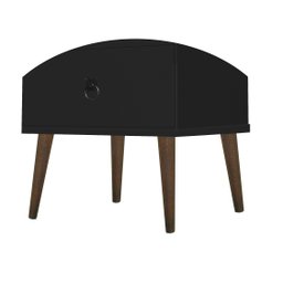 Mesa de Cabeceira Madri Retrô com Pé Palito 3 Gavetas Preto - 3