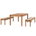 Ver imagem 2 de Mesa de Jantar 6 Lugares com 02 Bancos de Madeira 180cm Trammare C07 Corda Areia - Lyam Decor
