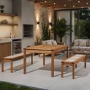 Ver imagem 1 de Mesa de Jantar 6 Lugares com 02 Bancos de Madeira 180cm Trammare C07 Corda Areia - Lyam Decor