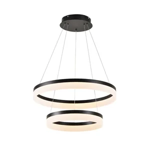 Pendente Led Luz Direta 63w 3000k Bivolt Alumínio Preto e Acrílico com Cabo de 2,5m