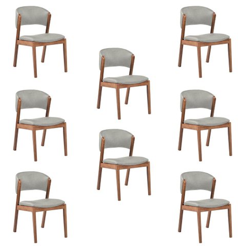 Kit 8 Cadeiras Decorativa Sala de Jantar Luxo Luna Facto Prata Brilho - Mozzelar