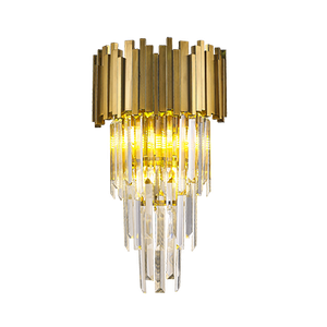 Arandela Moderna Metal Dourado e Cristal 2e14 35cm Paris Luz