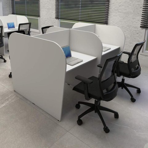 Mesa Dupla Atendimento Call Center 4 Pessoas 1,85m Cz F5 Cor:cinza