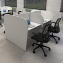Ver imagem 1 de Mesa Dupla Atendimento Call Center 4 Pessoas 1,85m Cz F5 Cor:cinza