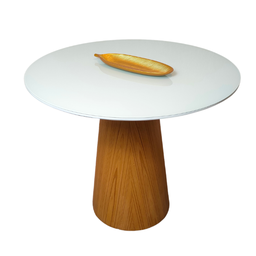 Mesa de Jantar Cone Redonda 120cm +Vidro Base Freijó Tampo Laca Modelar Art Moveis Mesa de Jantar Co - 3