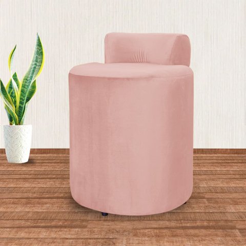 Puff Athena Veludo Rosa - Vallisa Decor
